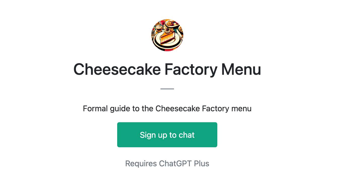 Cheesecake Factory Menu Screenshot