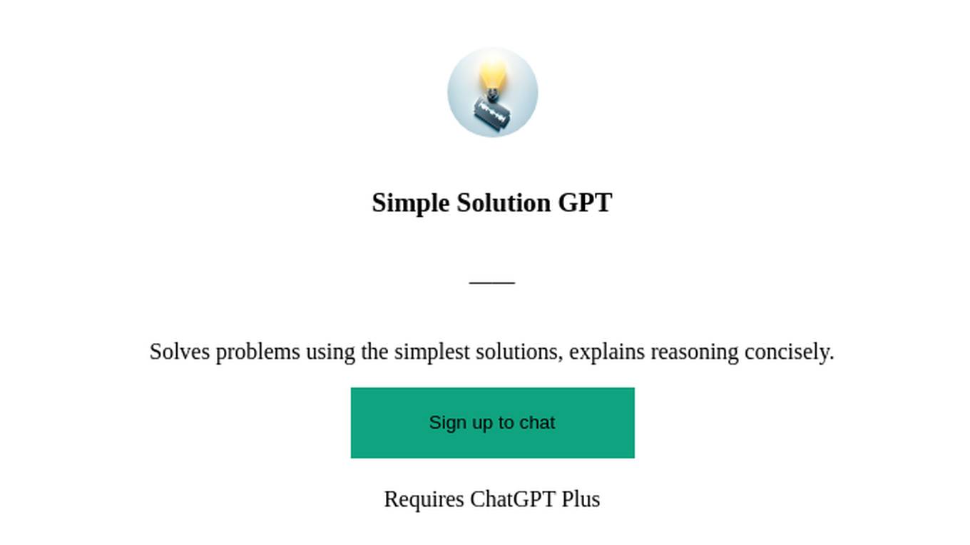 Simple Solution GPT Screenshot