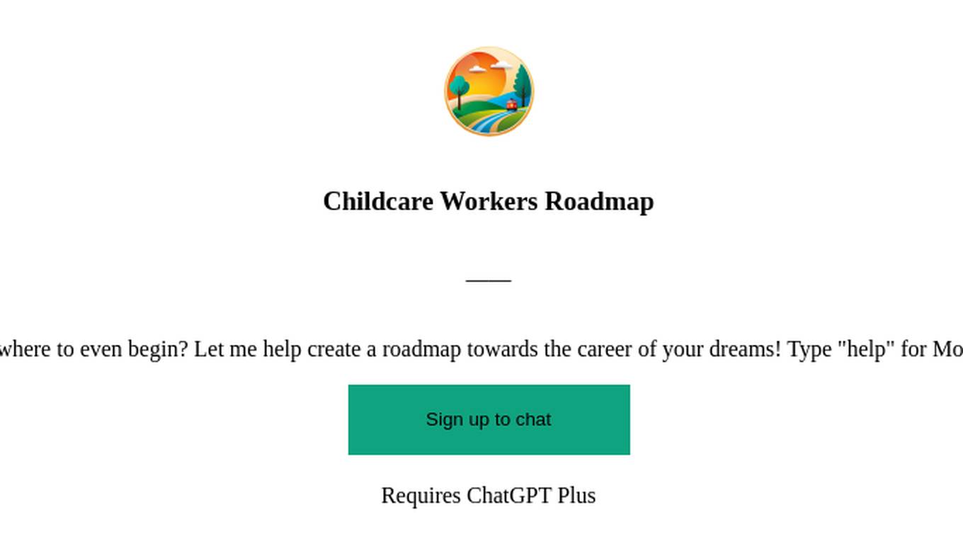 Childcare Workers Roadmap Screenshot