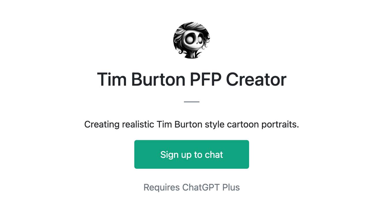 Tim Burton PFP Creator Screenshot