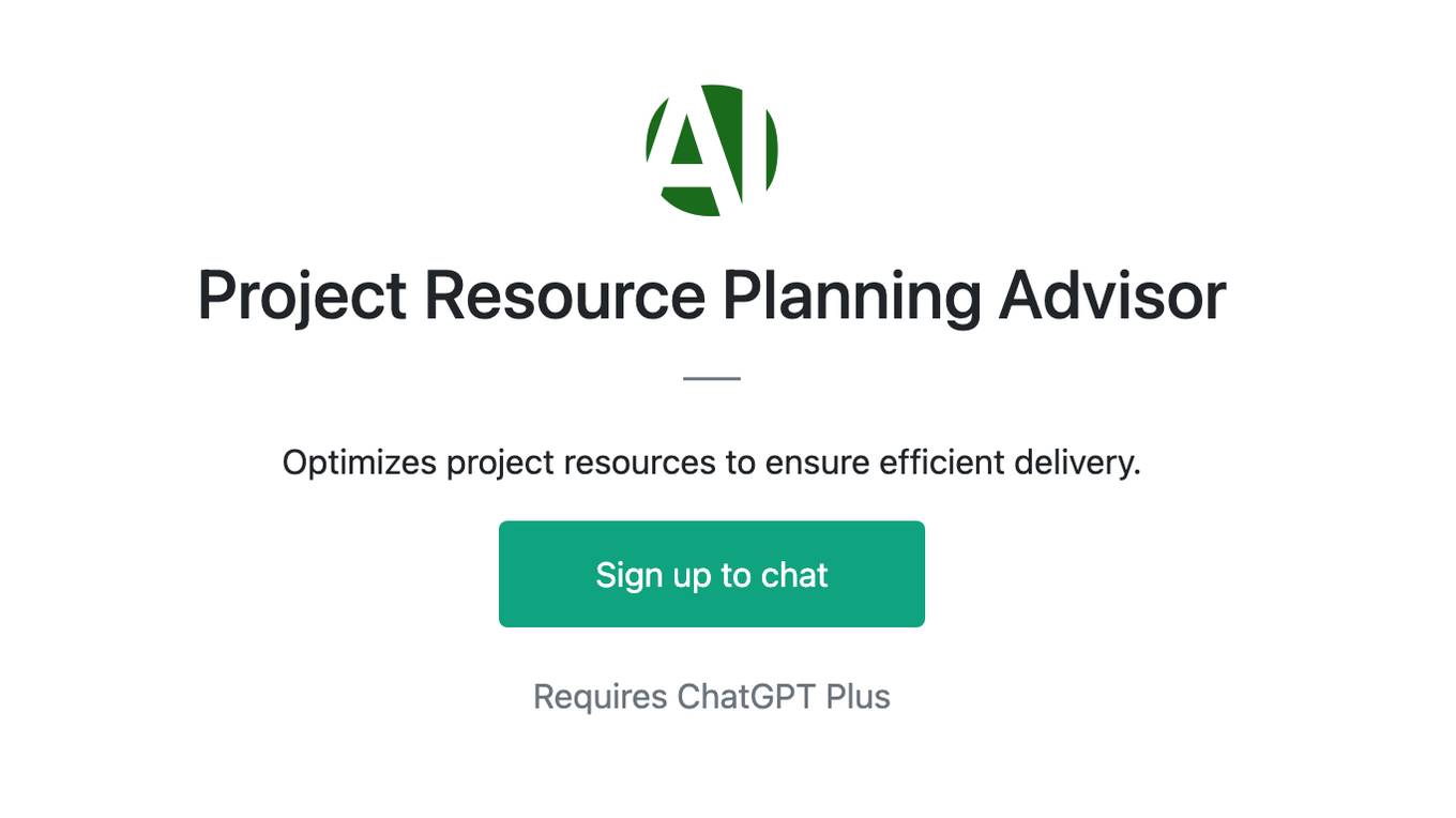 Project Resource Planning Advisor Screenshot