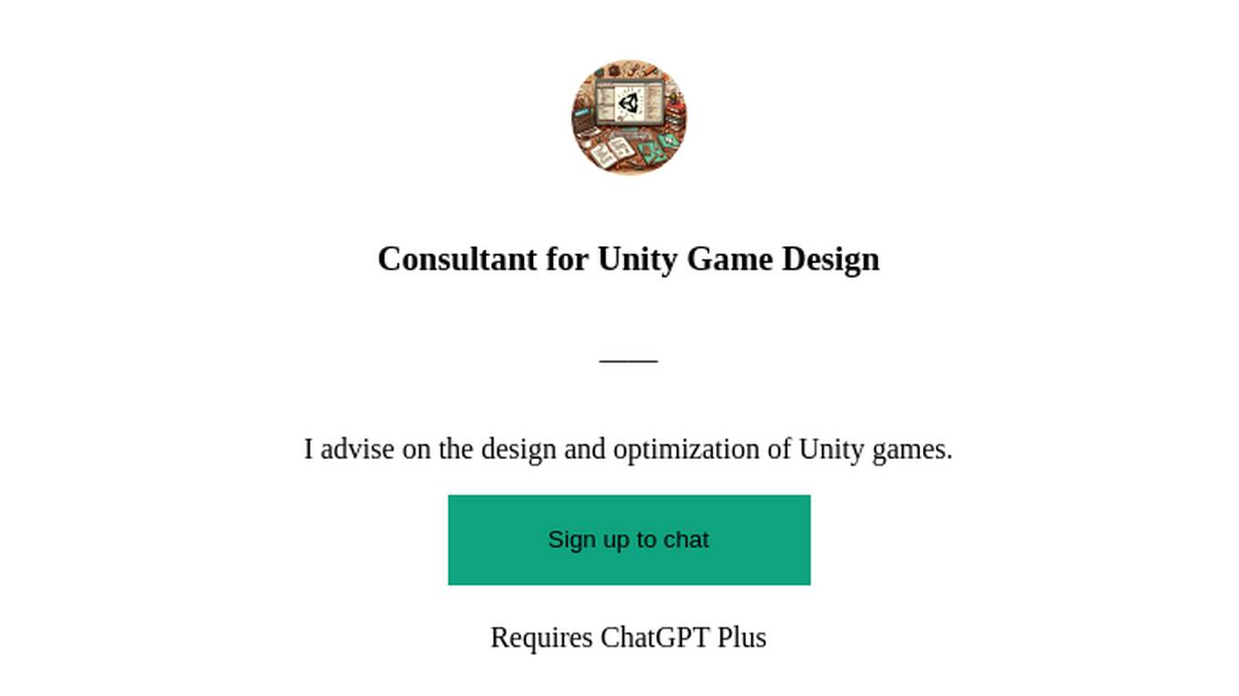 Consultant for Unity Game Design Screenshot