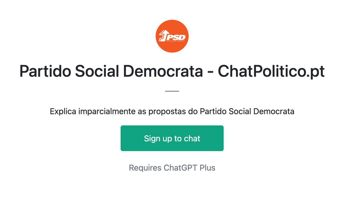 Partido Social Democrata - ChatPolitico.pt Screenshot