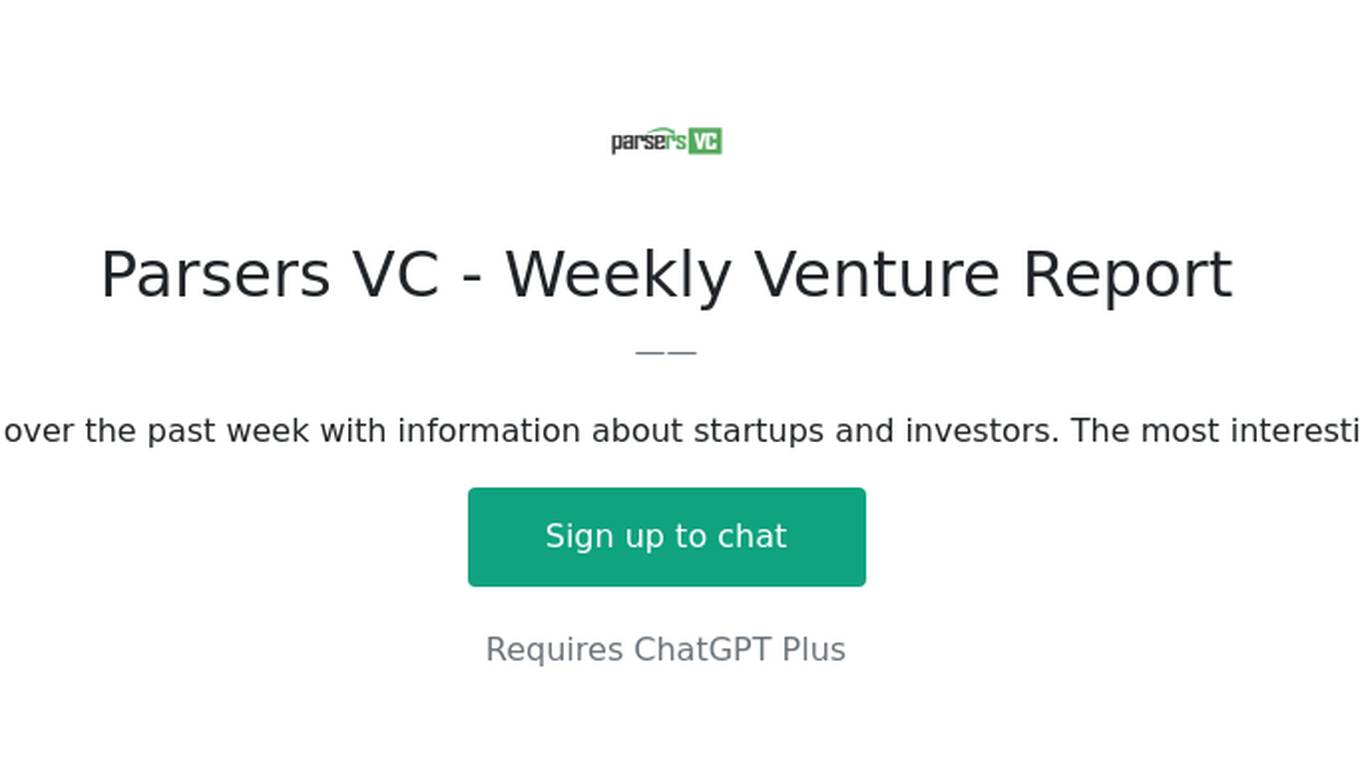 Parsers VC - Weekly Venture Report Screenshot