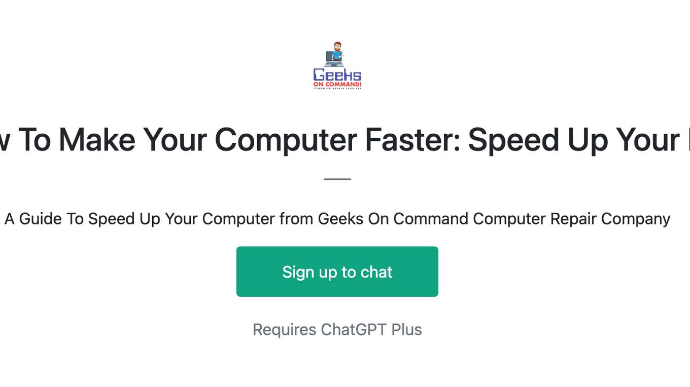 How To Make Your Computer Faster: Speed Up Your PC Screenshot