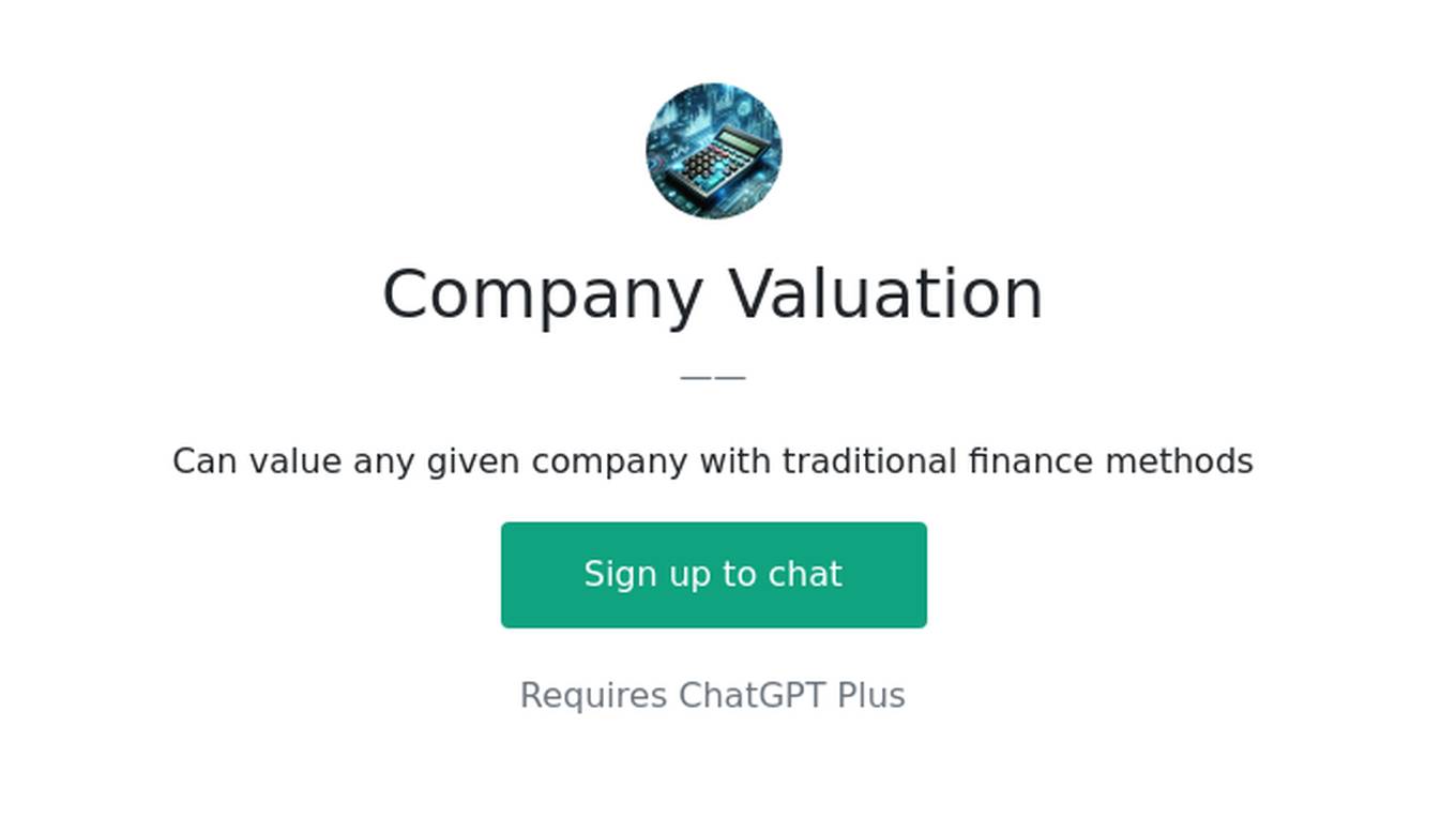 Company Valuation Screenshot