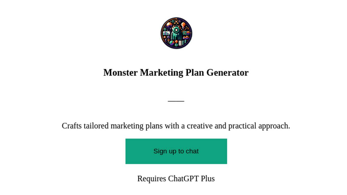 Monster Marketing Plan Generator Screenshot