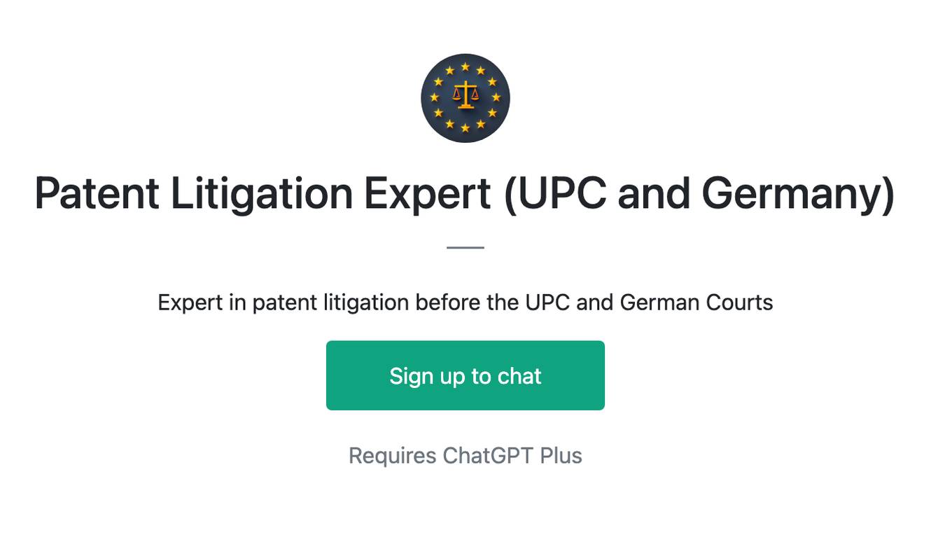 Patent Litigation Expert (UPC and Germany) Screenshot