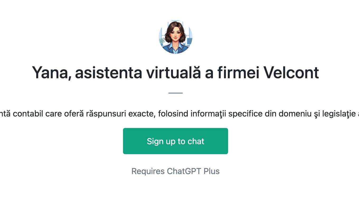 Yana, asistenta virtuală a firmei Velcont Screenshot