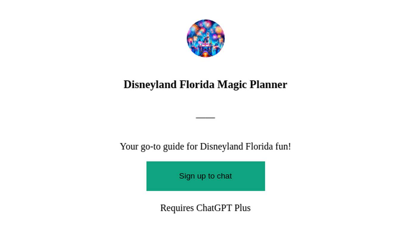 Disneyland Florida Magic Planner Screenshot