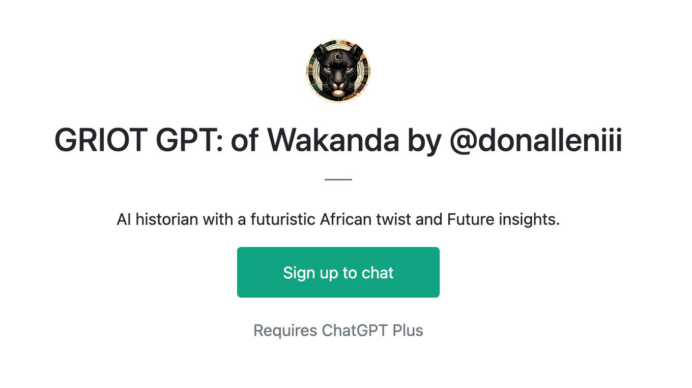 GRIOT GPT: of Wakanda by @donalleniii Screenshot