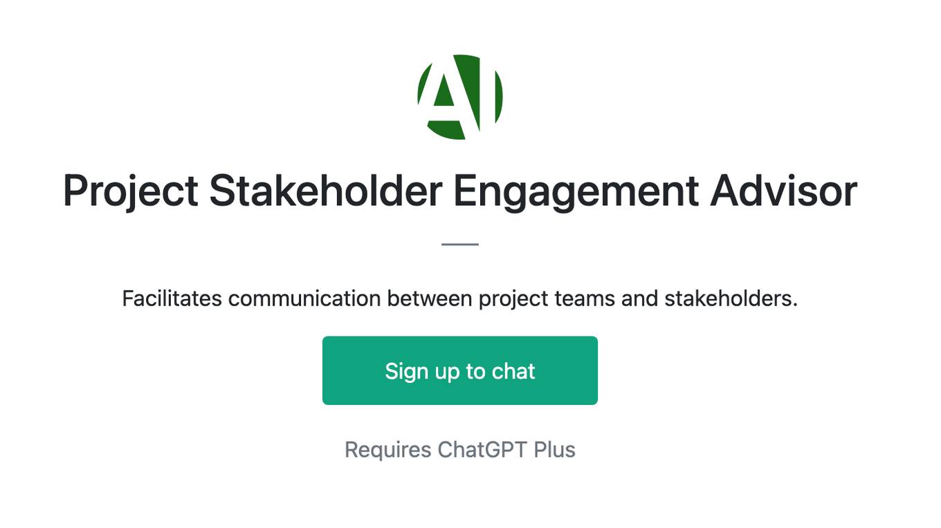 Project Stakeholder Engagement Advisor Screenshot