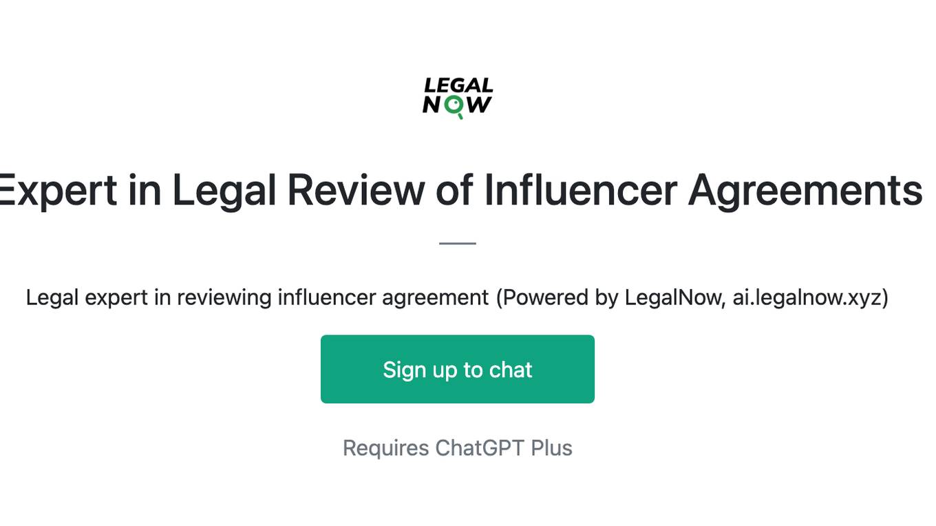 Expert in Legal Review of Influencer Agreements Screenshot