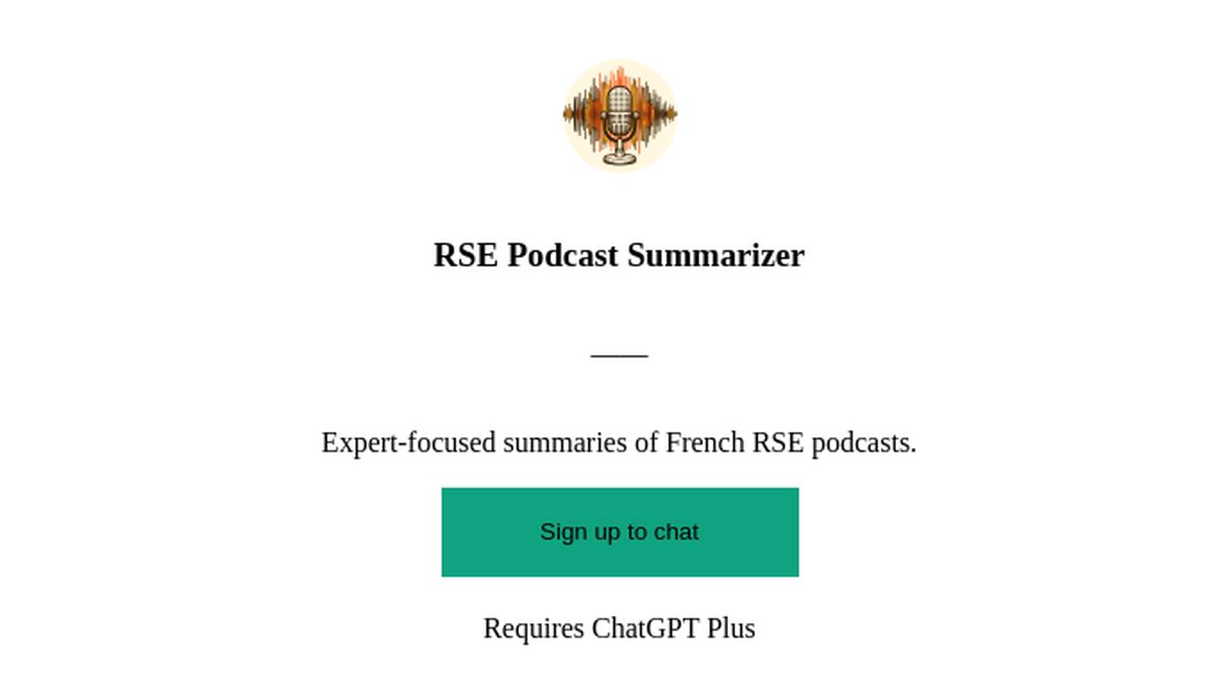 RSE Podcast Summarizer Screenshot