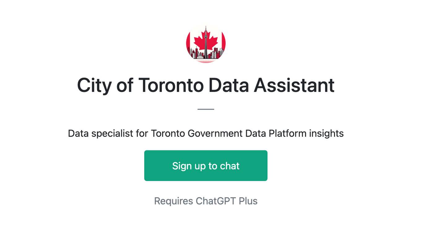 City of Toronto Data Assistant Screenshot