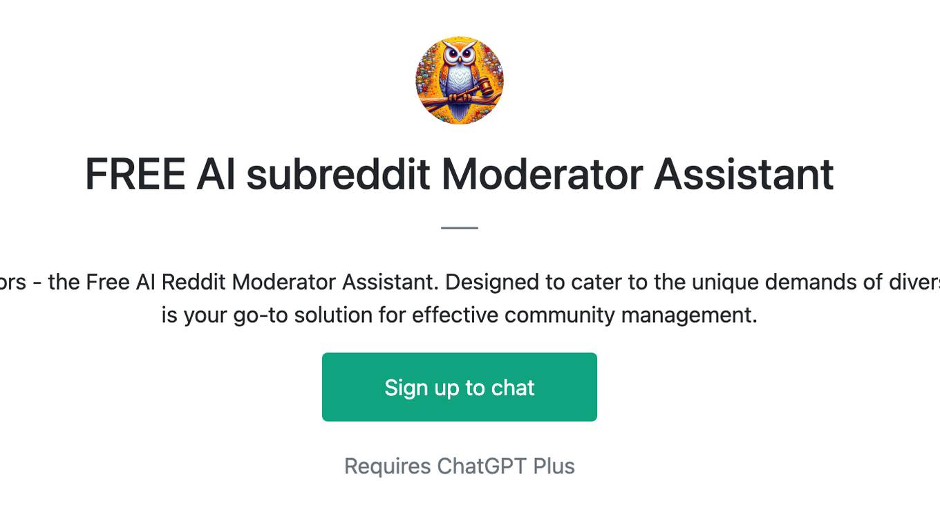 FREE AI subreddit Moderator Assistant Screenshot