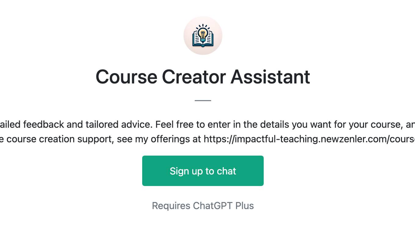 Course Creator Assistant Screenshot