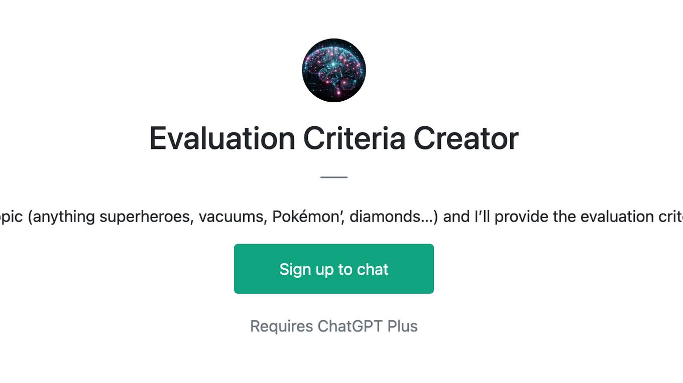 Evaluation Criteria Creator Screenshot