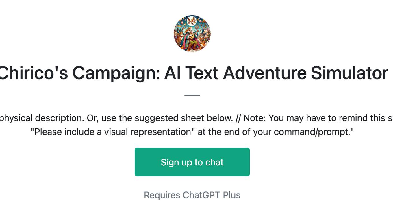 Chirico's  Campaign: AI Text Adventure Simulator Screenshot