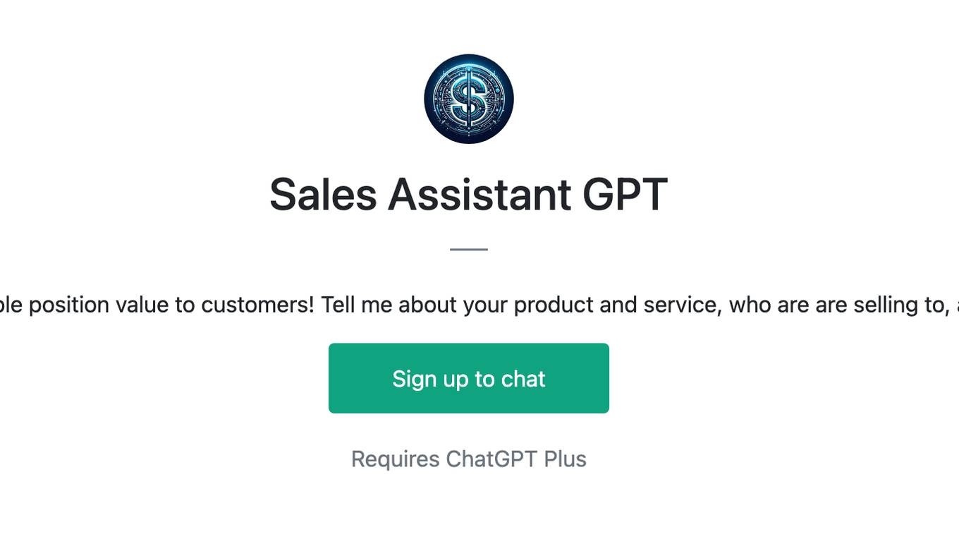 Sales Assistant GPT Screenshot