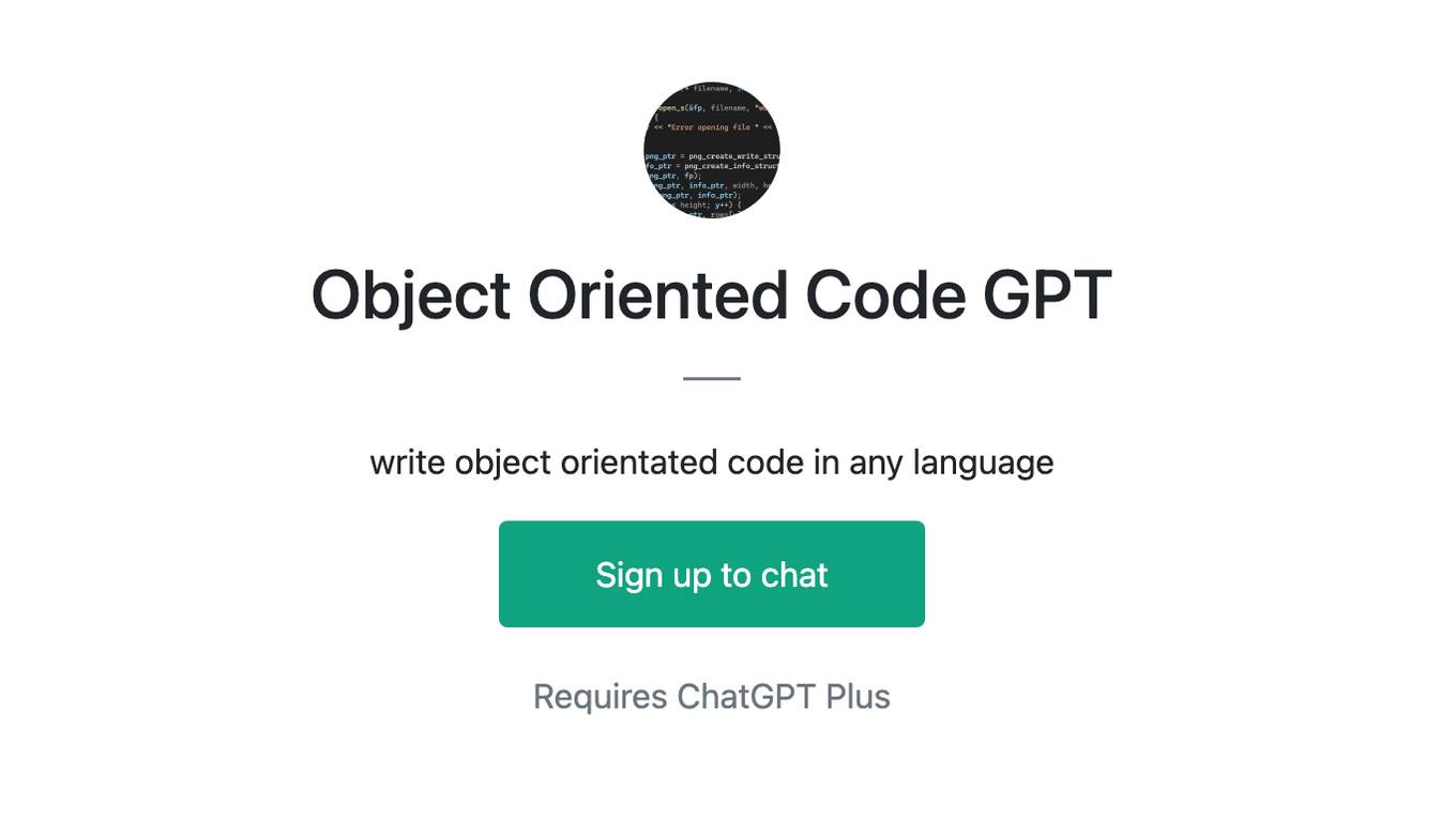 Object Oriented Code GPT Screenshot