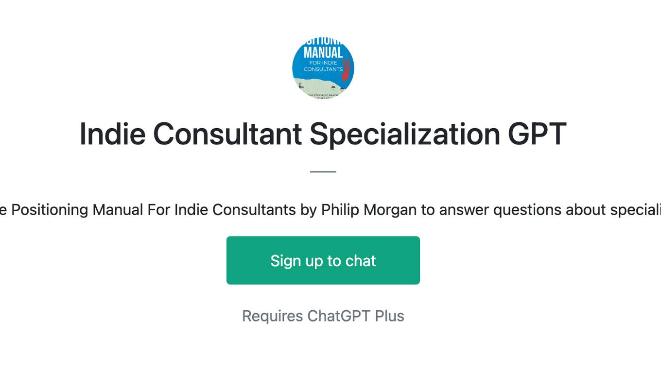 Indie Consultant Specialization GPT Screenshot