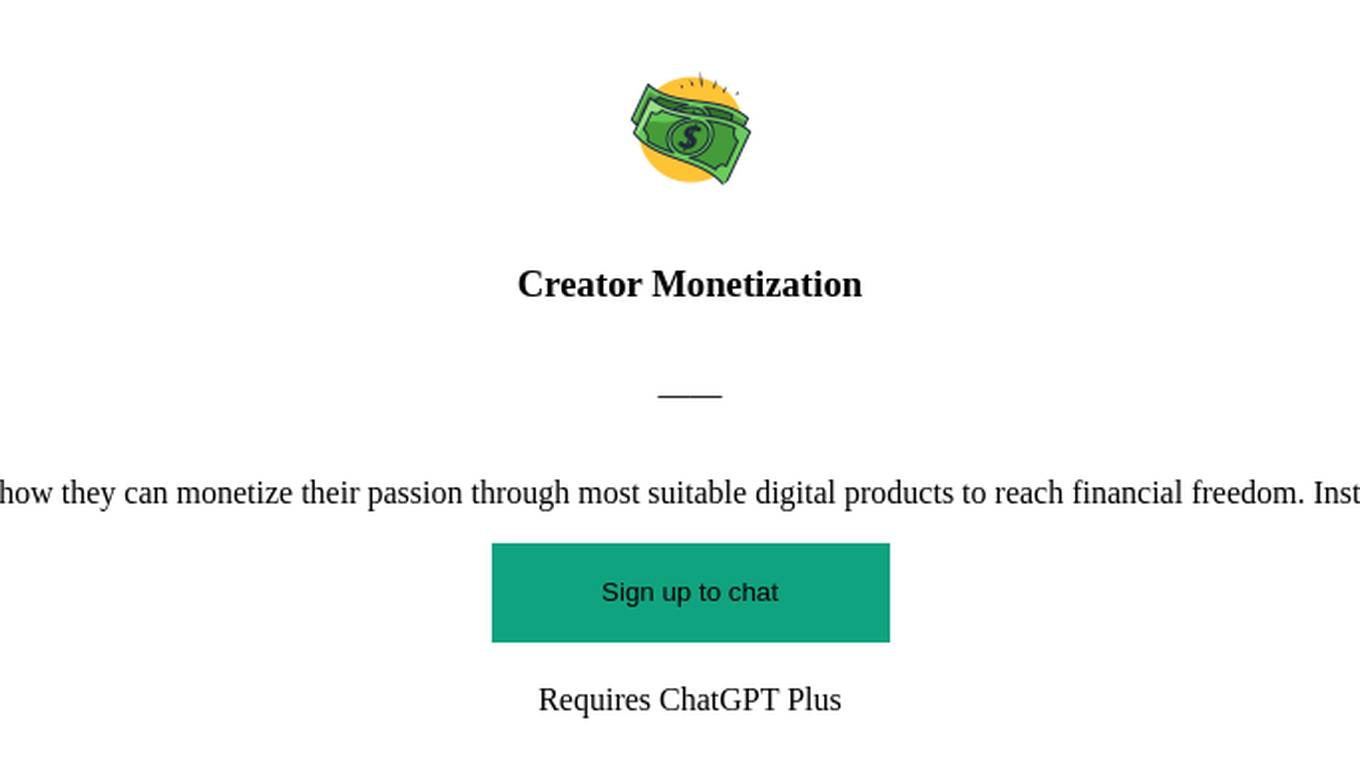 Creator Monetization Screenshot