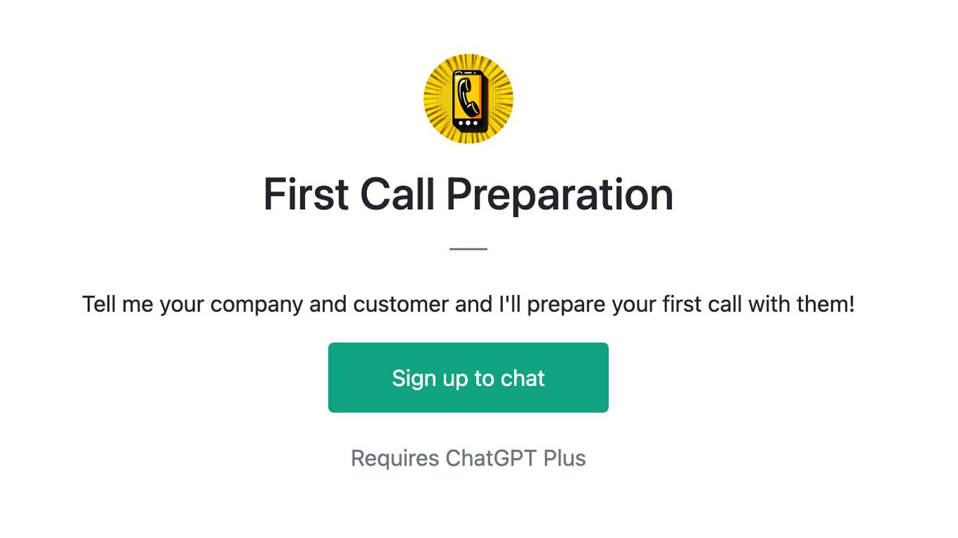 First Call Preparation Screenshot