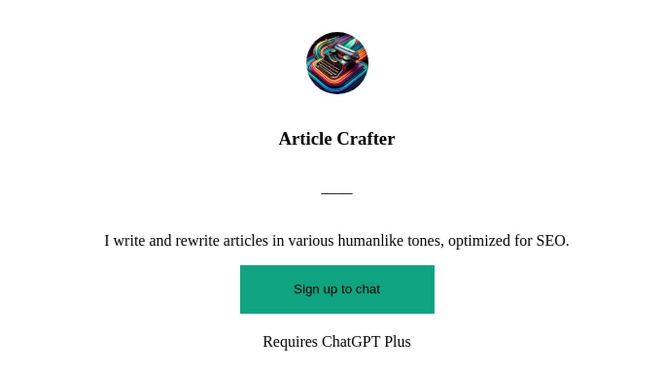 Article Crafter Screenshot