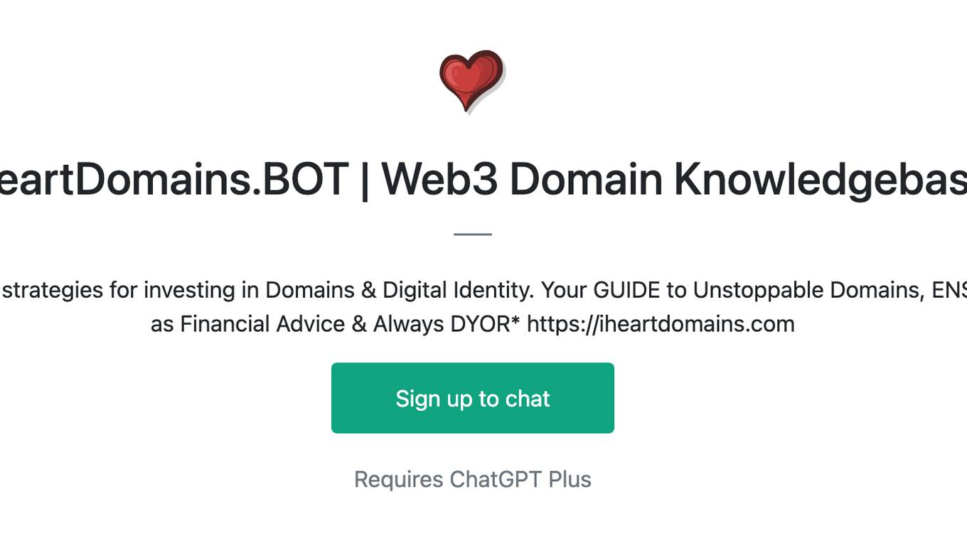 IHeartDomains.BOT | Web3 Domain Knowledgebase Screenshot