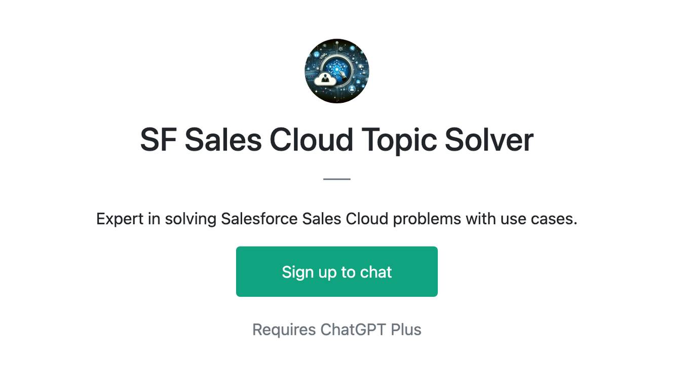 SF Sales Cloud Topic Solver Screenshot