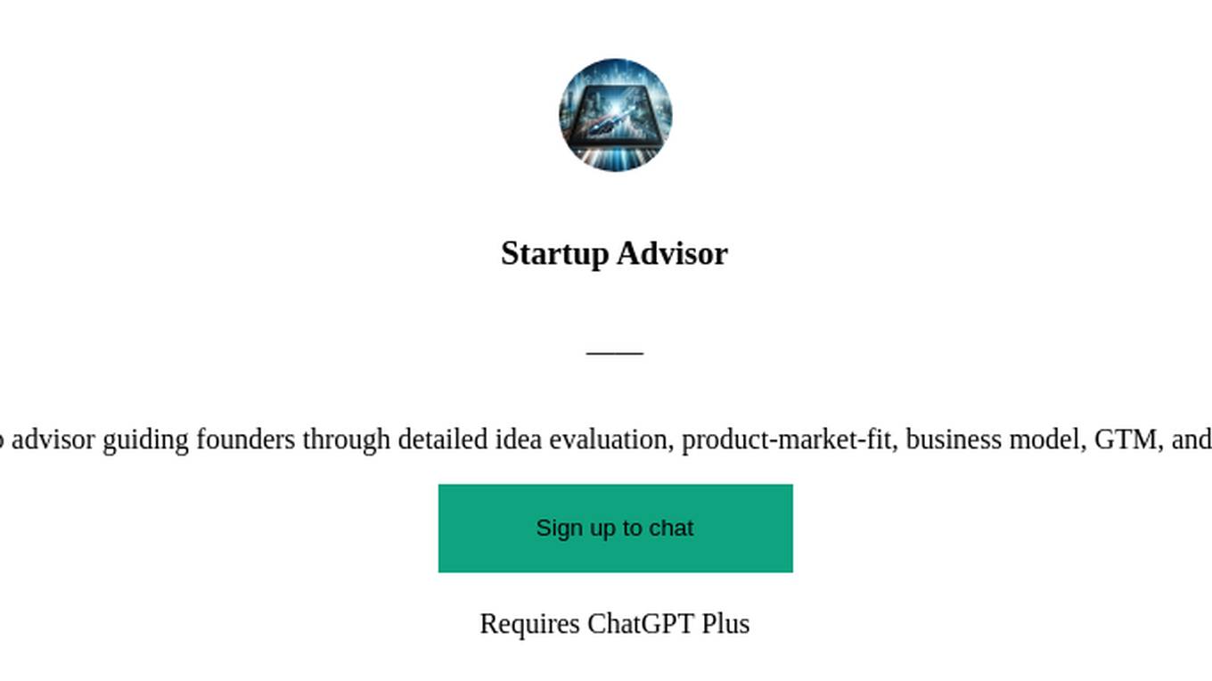 Startup Advisor Screenshot