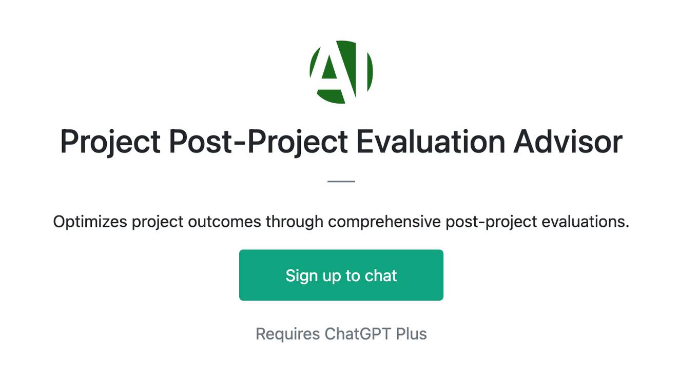 Project Post-Project Evaluation Advisor Screenshot