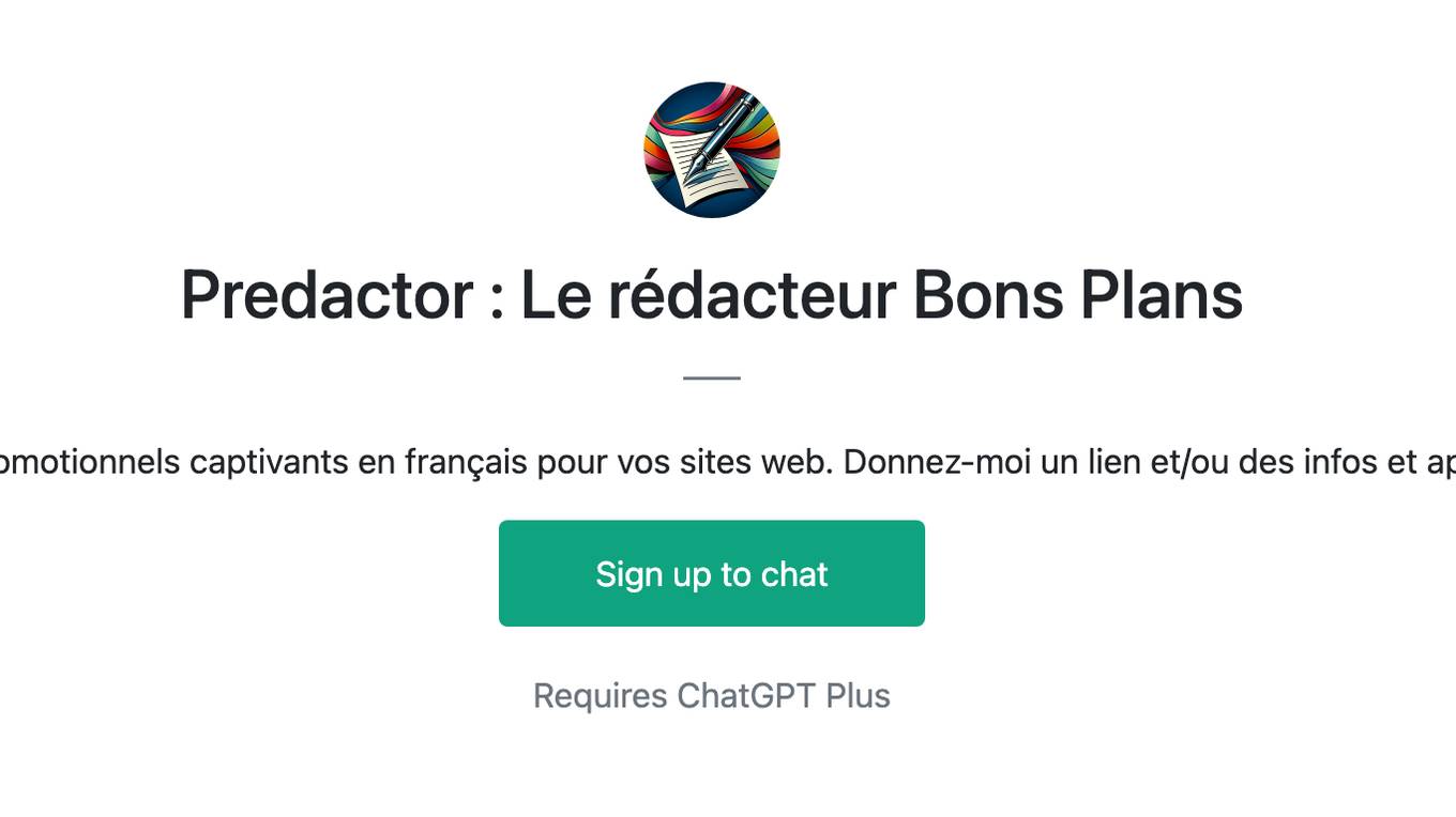 Predactor : Le rédacteur Bons Plans Screenshot