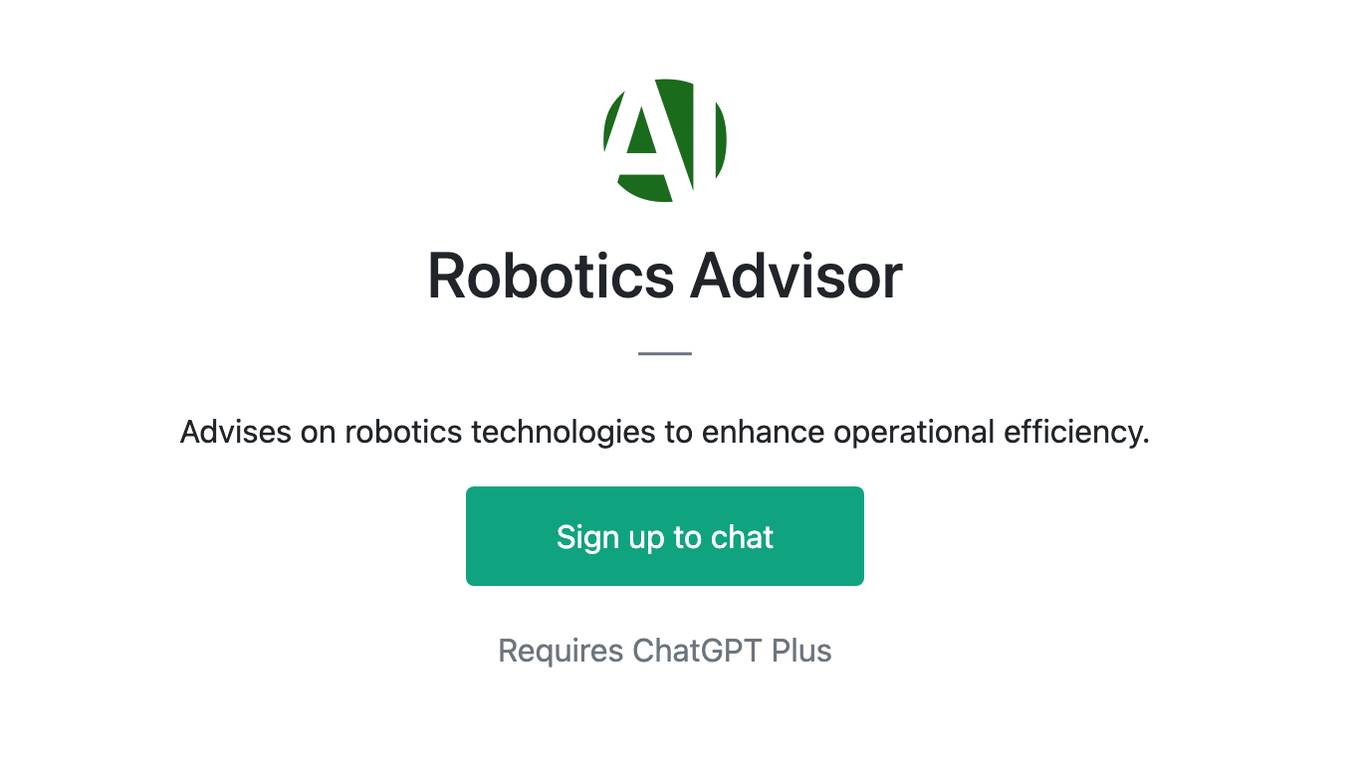 Robotics Advisor Screenshot