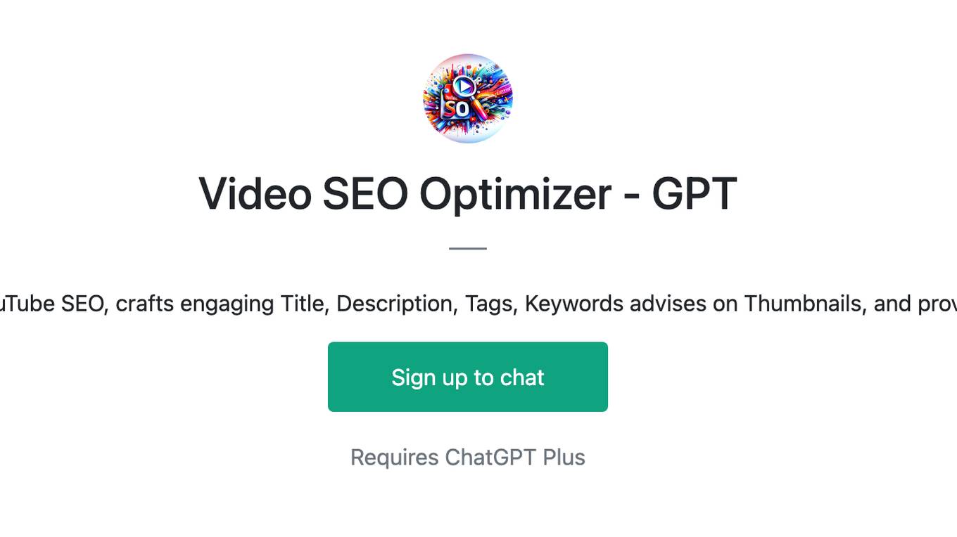 Video SEO Optimizer - GPT Screenshot