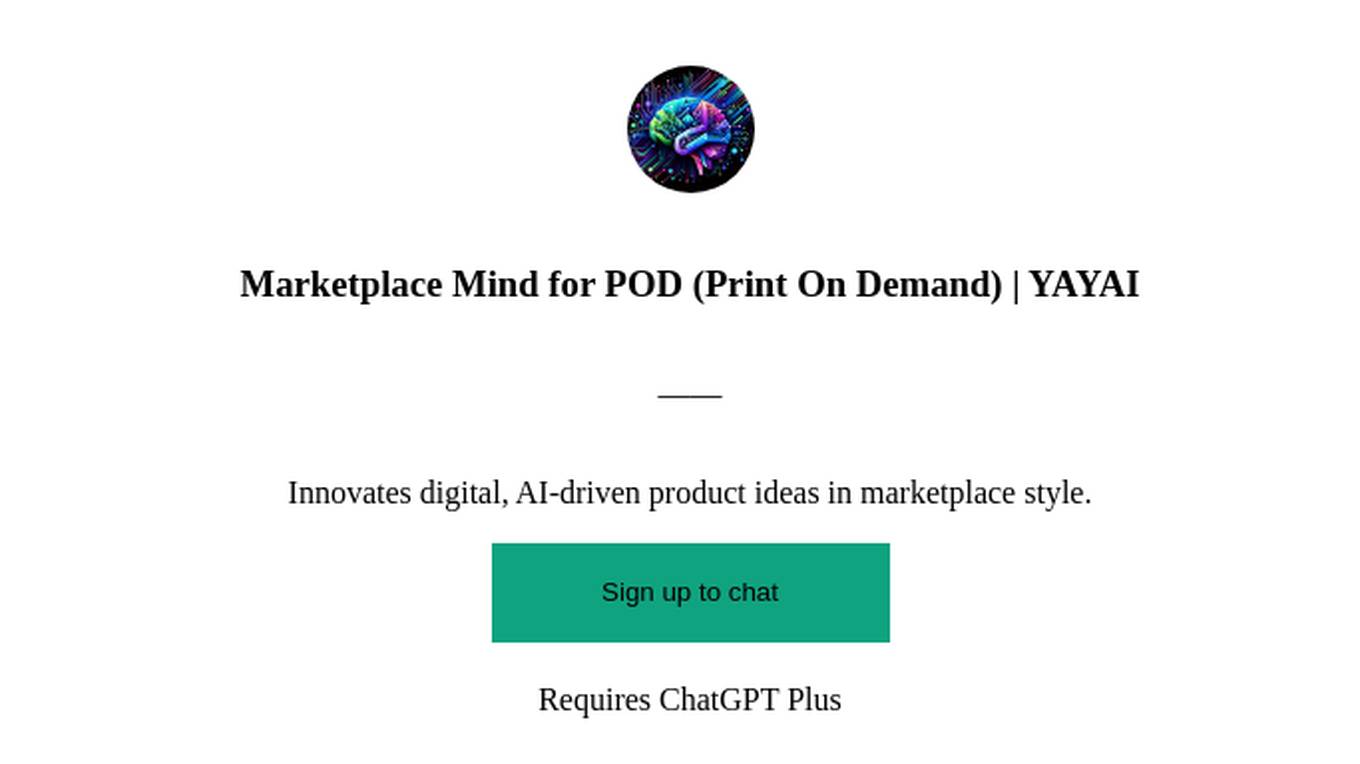 Marketplace Mind for POD (Print On Demand) | YAYAI Screenshot