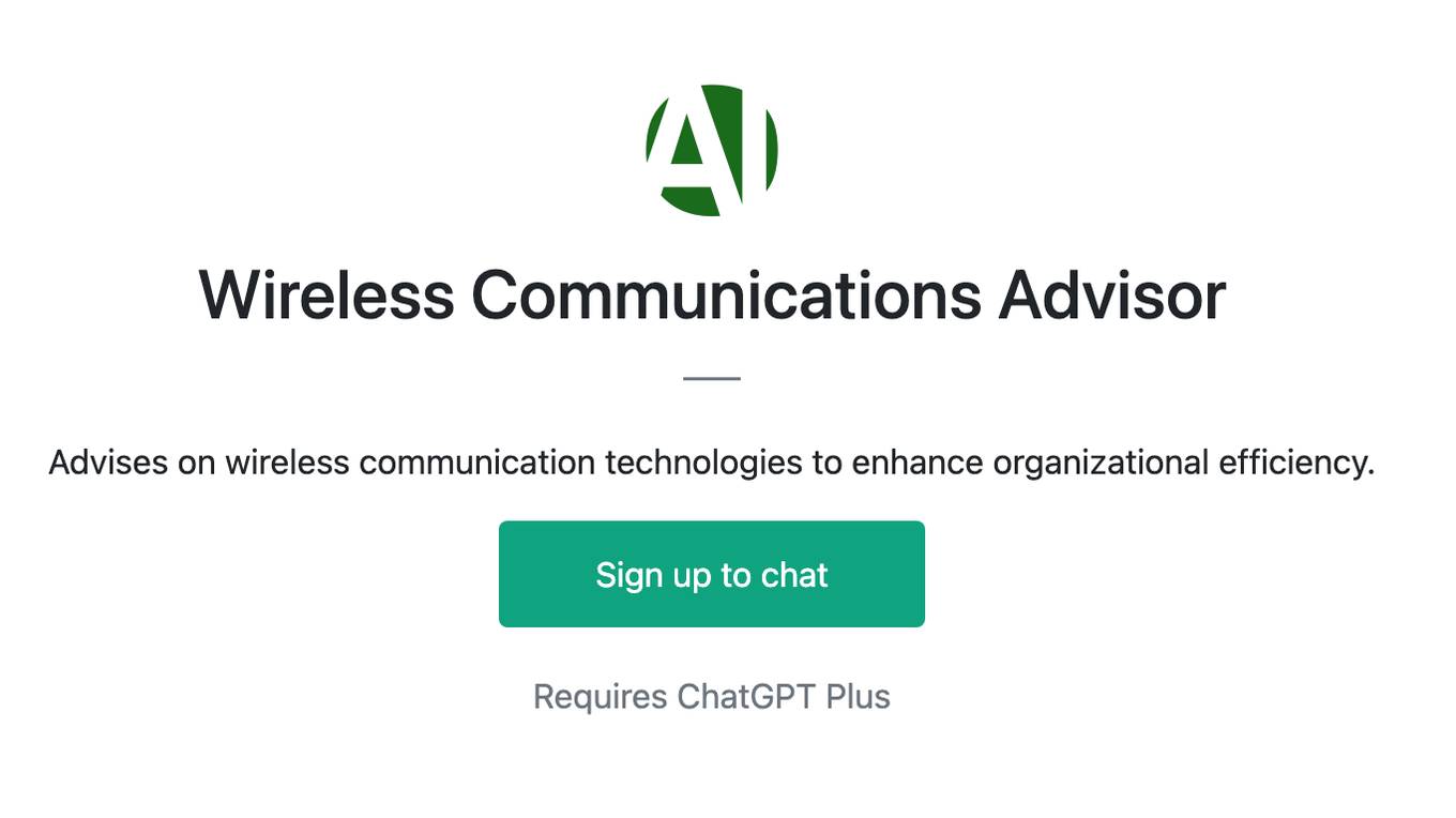 Wireless Communications Advisor Screenshot