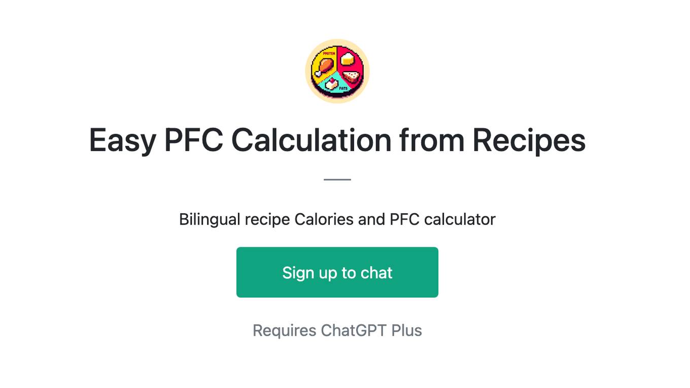 Easy PFC Calculation from Recipes Screenshot