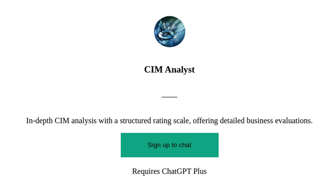 CIM Analyst Screenshot