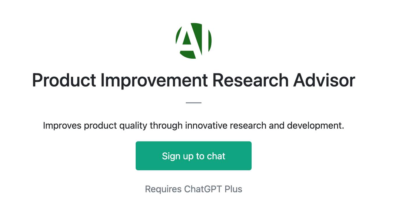 Product Improvement Research Advisor Screenshot