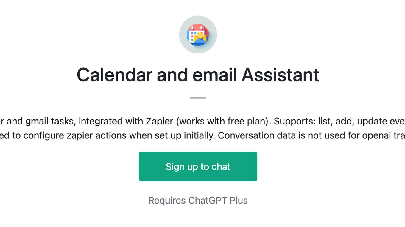 Calendar and email Assistant Screenshot