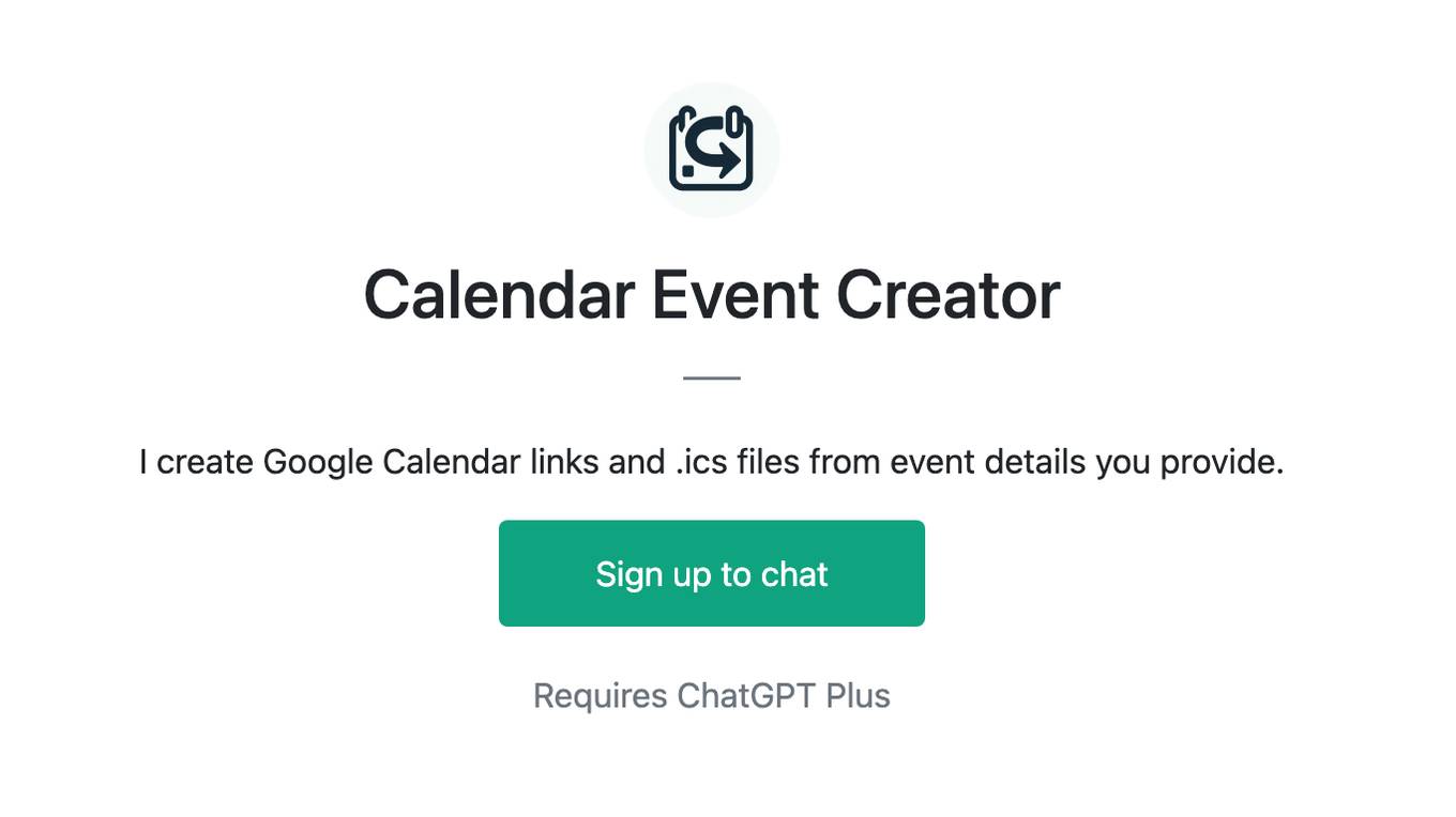 Calendar Event Creator Screenshot