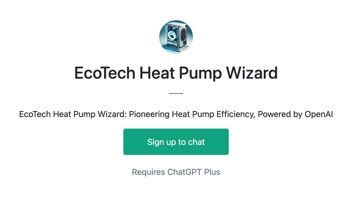 EcoTech Heat Pump Wizard Screenshot