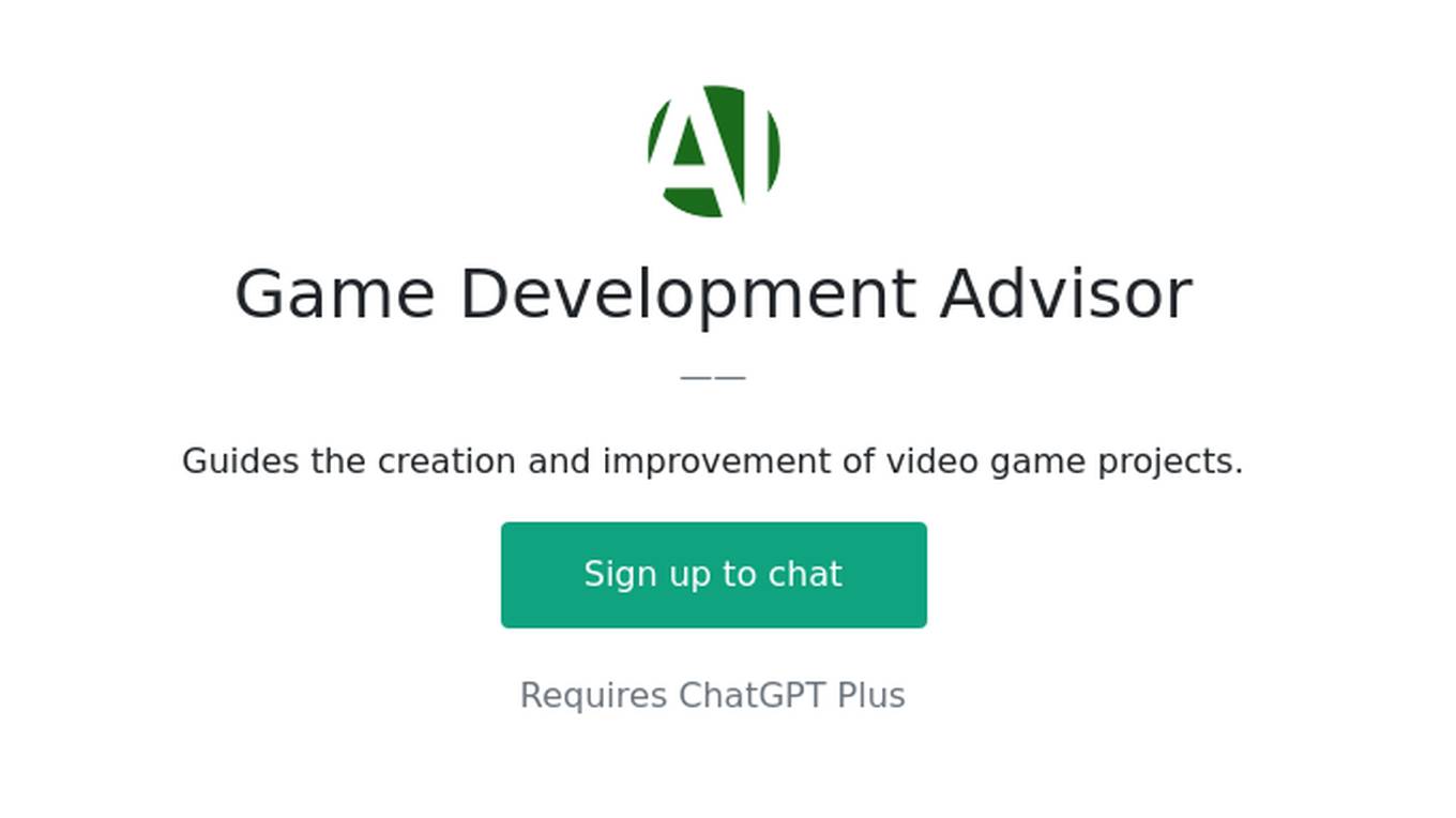 Game Development Advisor Screenshot