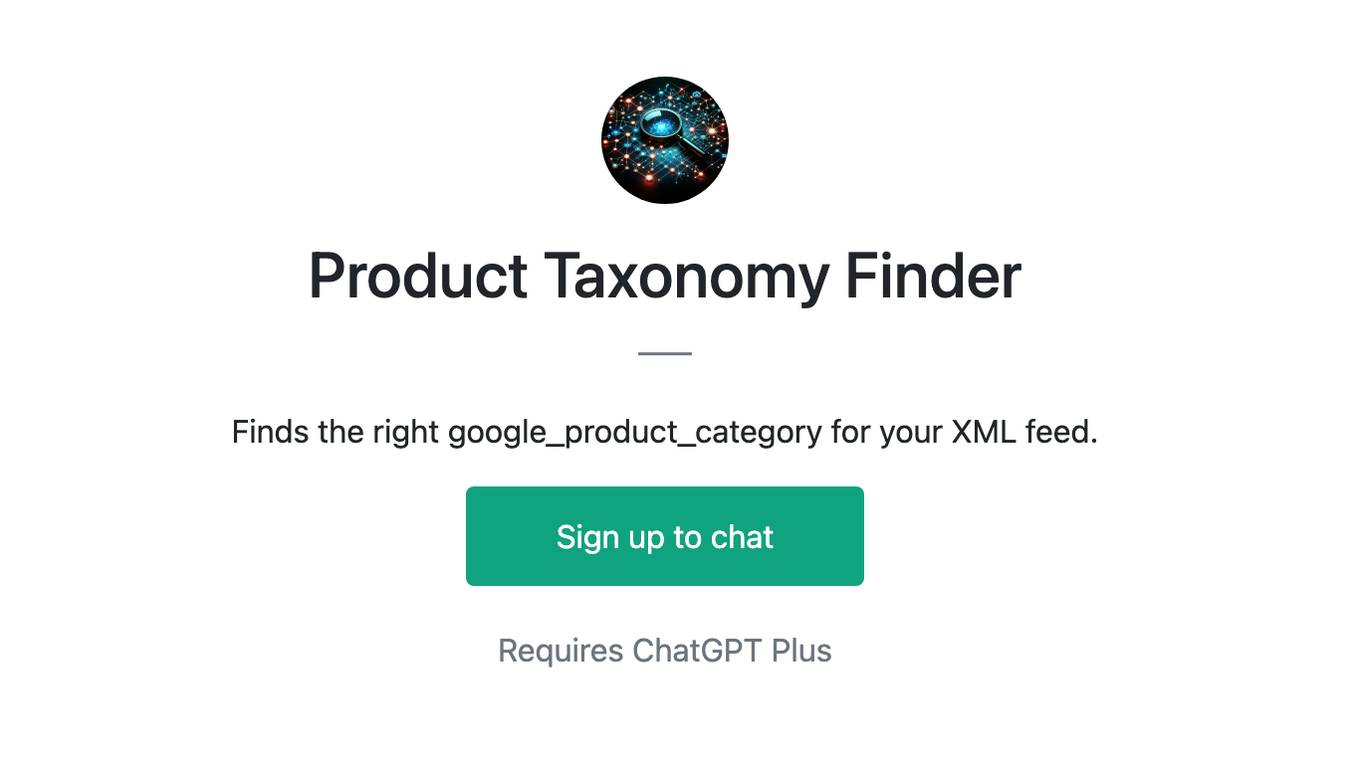 Product Taxonomy Finder Screenshot