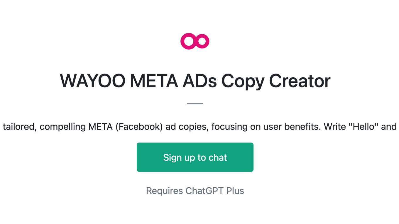 WAYOO META ADs Copy Creator Screenshot