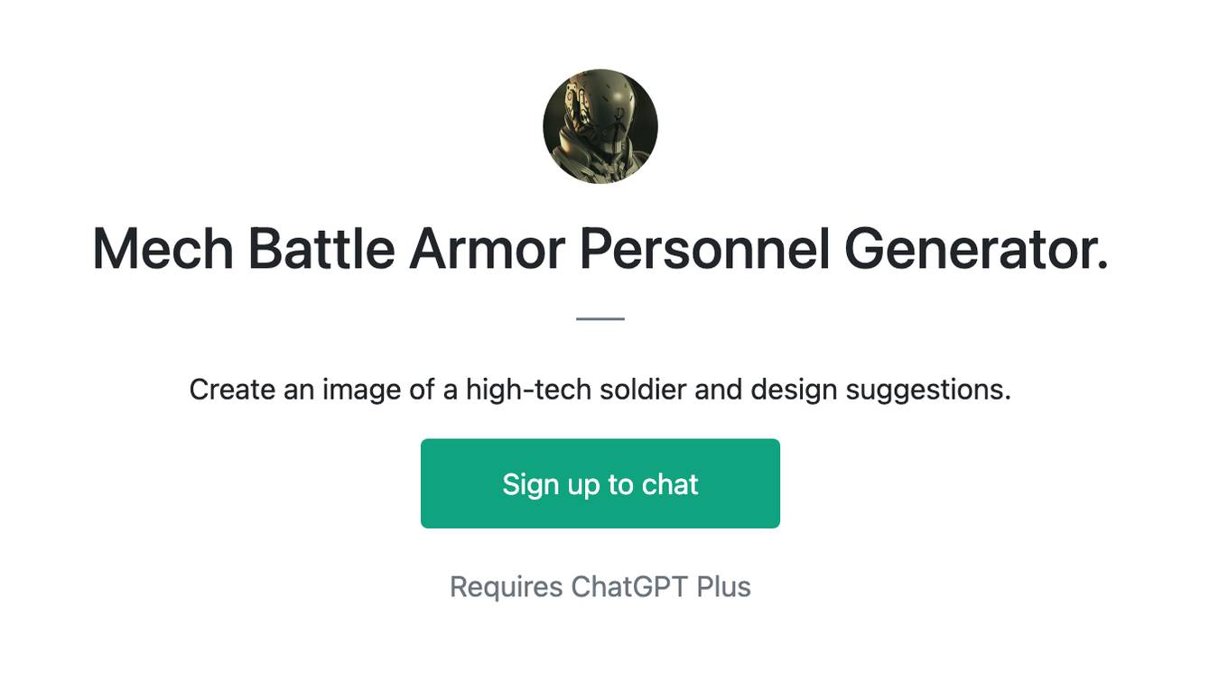 Mech Battle Armor Personnel Generator. Screenshot