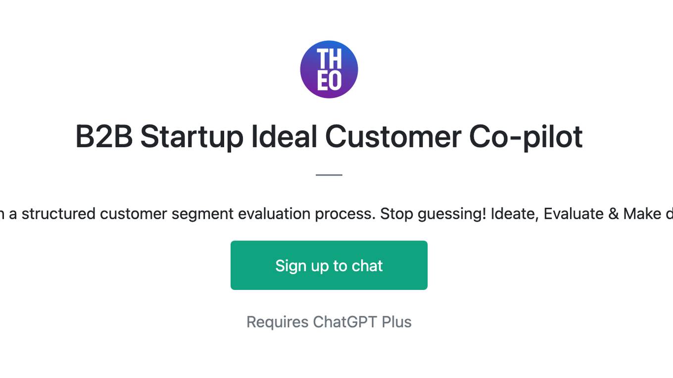 B2B Startup Ideal Customer Co-pilot Screenshot