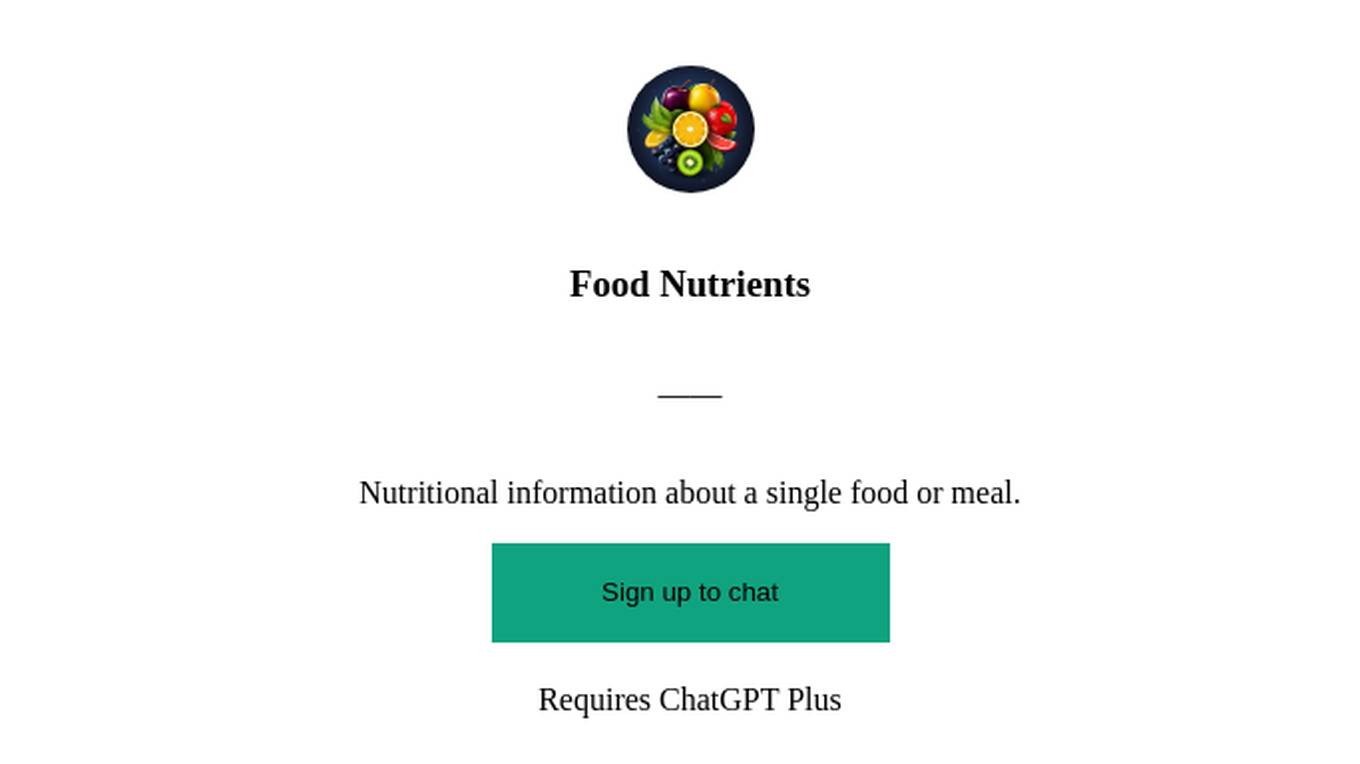 Food Nutrients Screenshot